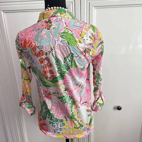 Lilly Pulitzer Pink and Blue Button Down Blouse - Picture 4 of 6